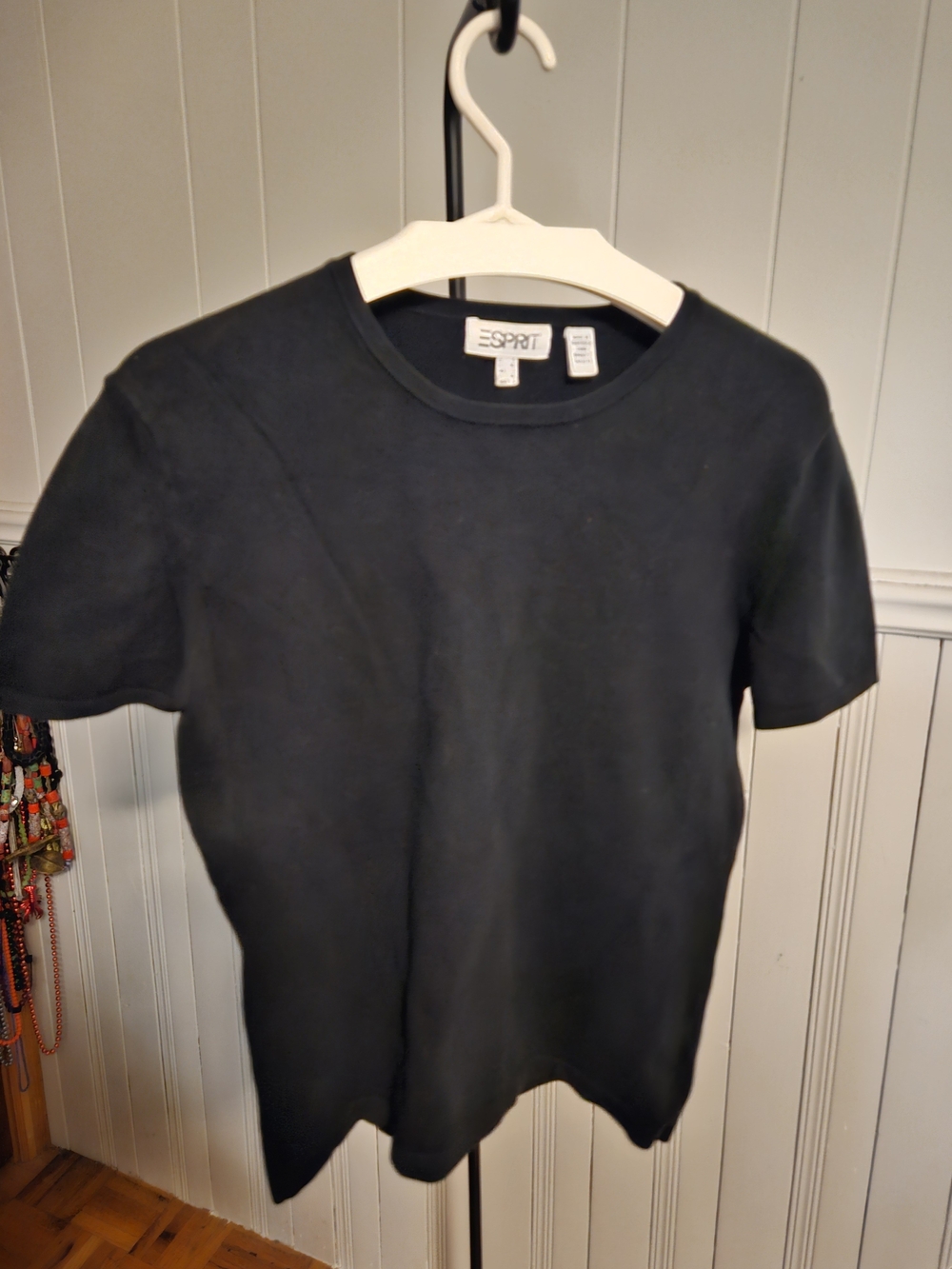 Esprit Black Stretch Knit Top – Size L - essential classic ✨
